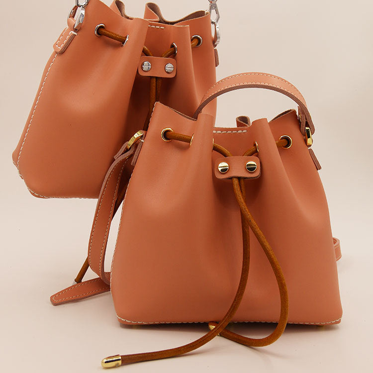 Leather Hand-stitched Bucket Bag