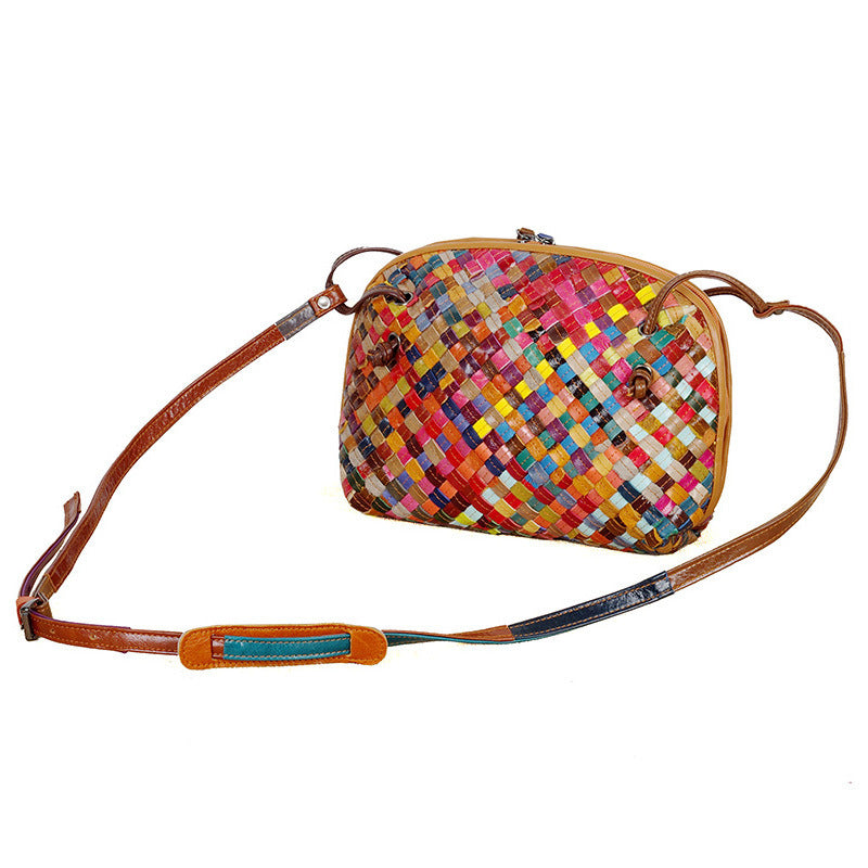 Woven bag with colorful stripes