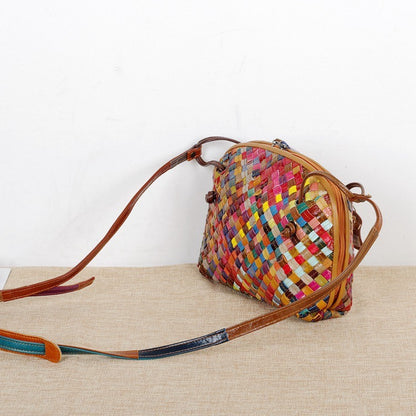 Woven bag with colorful stripes