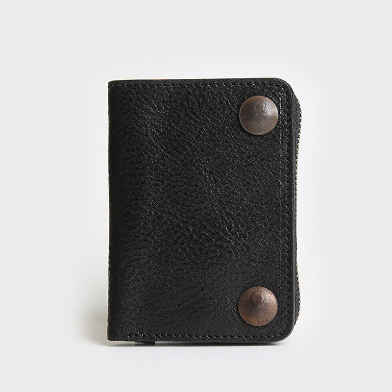 Men's High-end Short Wallet Buckle Top Layer Cowhide