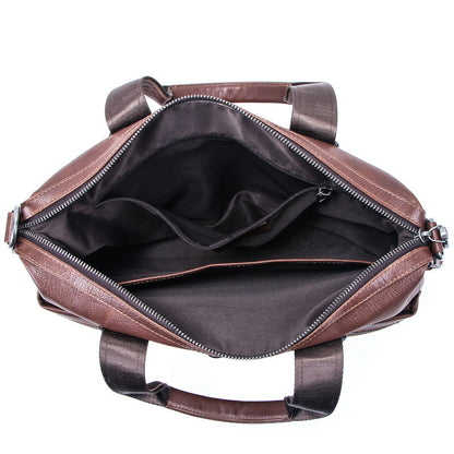 Computer Vegetable Tanned Leather Portable Briefcase Casual Leather Men's Bag