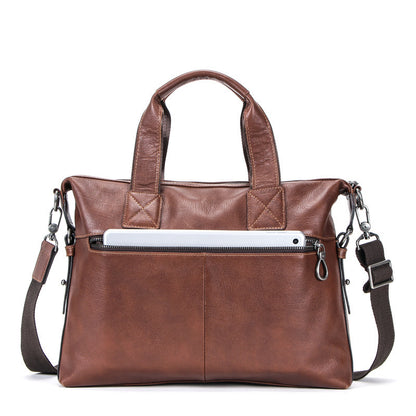 Computer Vegetable Tanned Leather Portable Briefcase Casual Leather Men's Bag