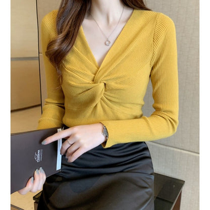 Autumn And Winter Clothing New Kinked Design Slim-fit Cashmere Knitwear For Women