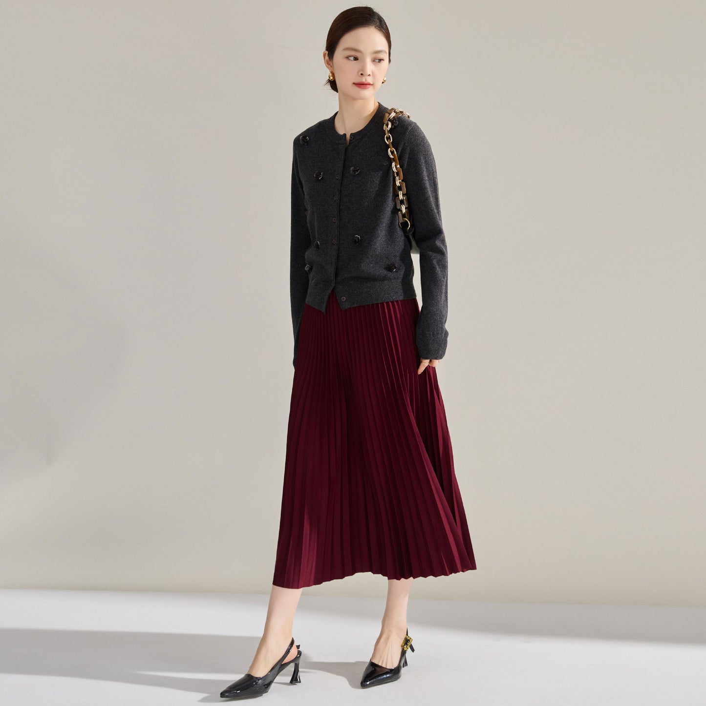 High Waist Fat Cover Slimming Pleated Skirt