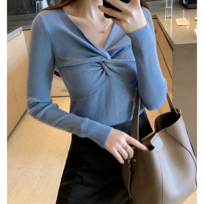 Autumn And Winter Clothing New Kinked Design Slim-fit Cashmere Knitwear For Women