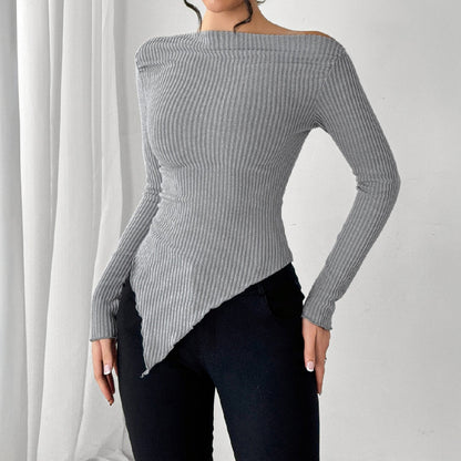 Elegant Solid Color Women's Knit Casual Top