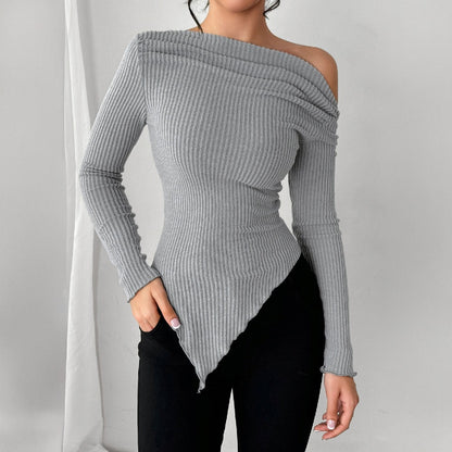 Elegant Solid Color Women's Knit Casual Top