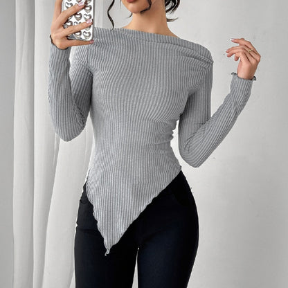 Elegant Solid Color Women's Knit Casual Top