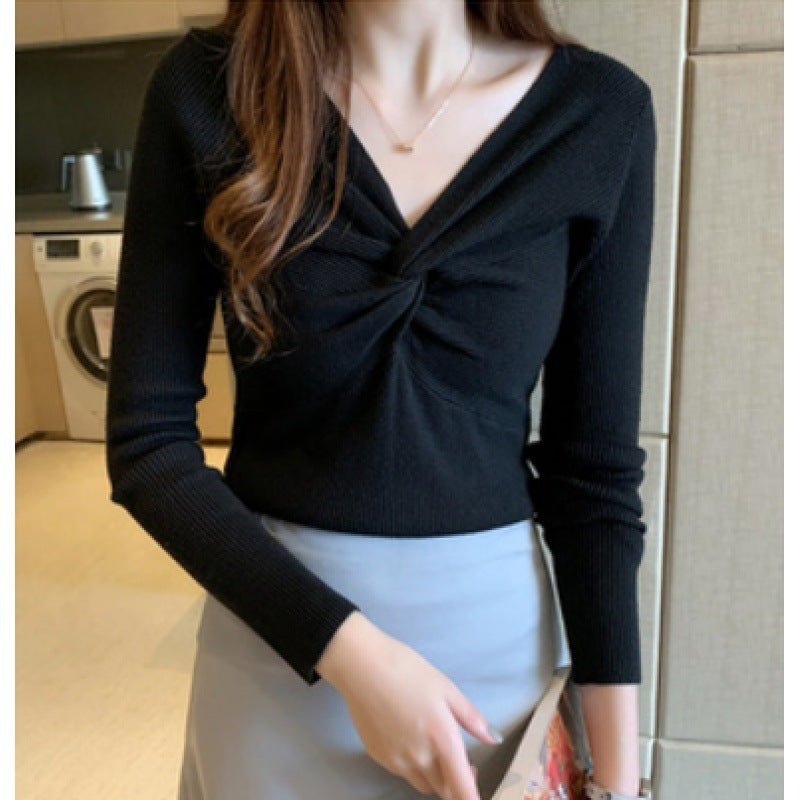 Autumn And Winter Clothing New Kinked Design Slim-fit Cashmere Knitwear For Women