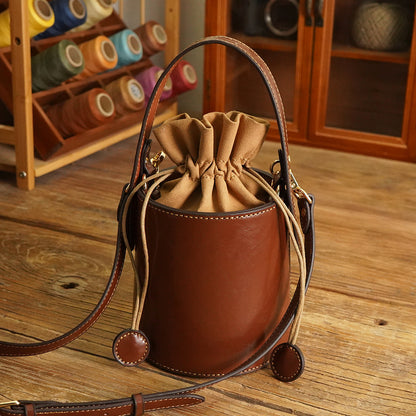 Girlfriend Girlfriend Gift Leather Women's Handmade Leather Bucket Bag