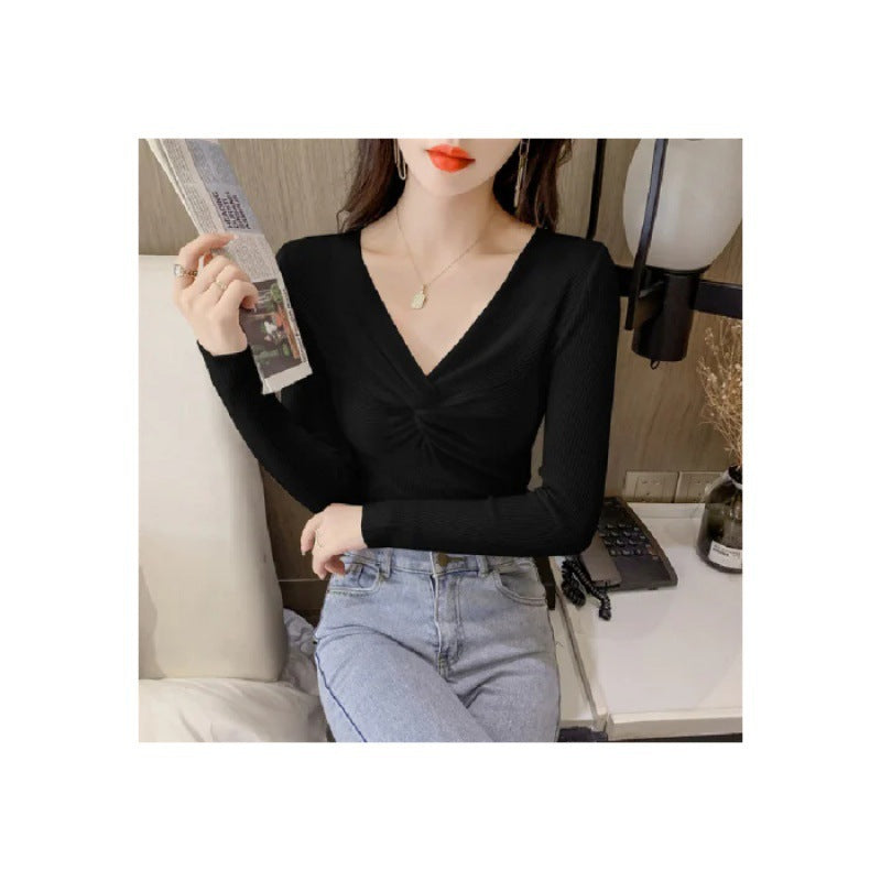 Autumn And Winter Clothing New Kinked Design Slim-fit Cashmere Knitwear For Women