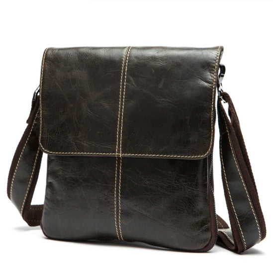 Leather Messenger Bag Vertical Casual Men's Shoulder