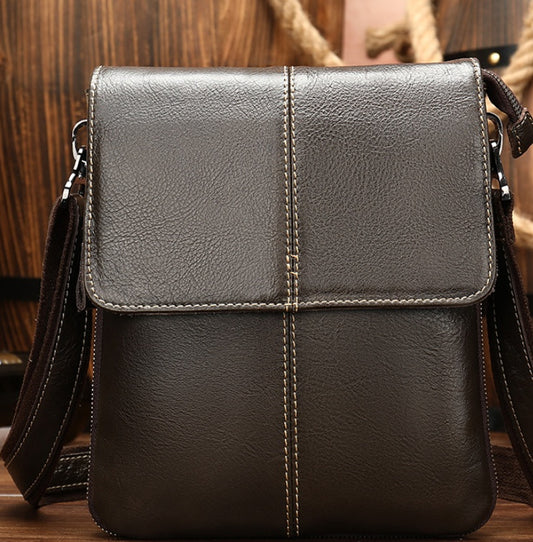 Leather Messenger Bag Vertical Casual Men's Shoulder